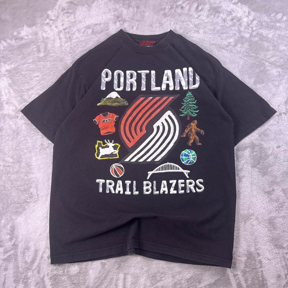NBA x MARKET Portland Trail Blazers T-Shirt Men’s XL Black Graphic Tee
